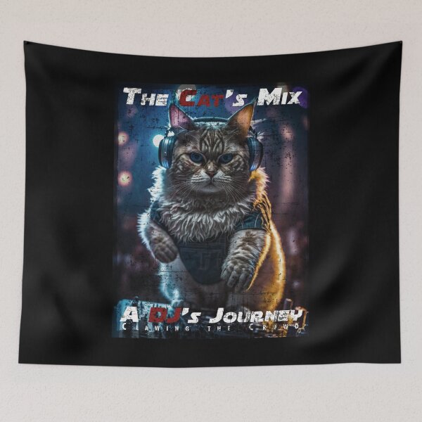 Item preview, Grunge Cool Cat DJ Mixing Music – Club Dj Cat Deck Mixing Music | House Trance Rave Trap Dance Music designed and sold by MadeByRobots.