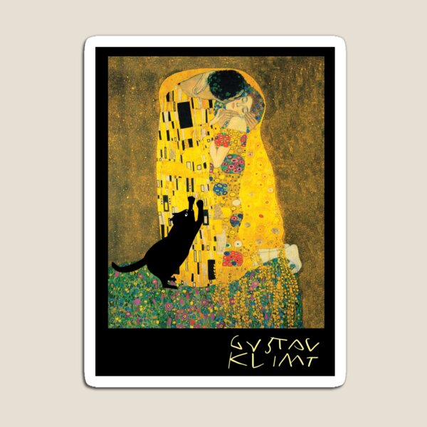 Vista previa del artículo con la obra «klimt's el beso con el gato añadido», diseñado y vendido por Mitra Farmand.