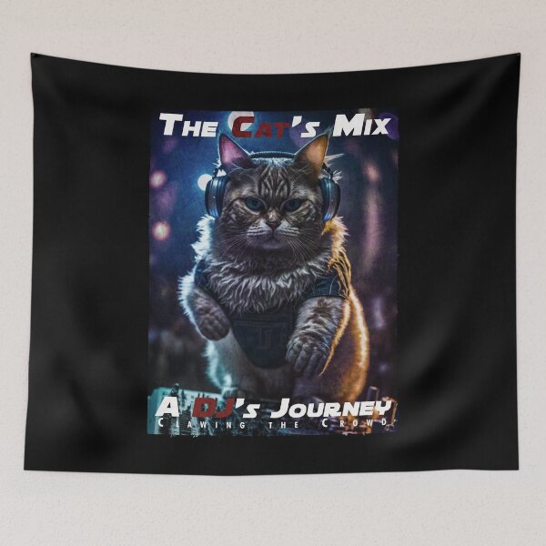 Item preview, Grunge Cool Cat DJ Mixing Music – Club Dj Cat Deck Mixing Music | House Trance Rave Trap Dance Music designed and sold by MadeByRobots.