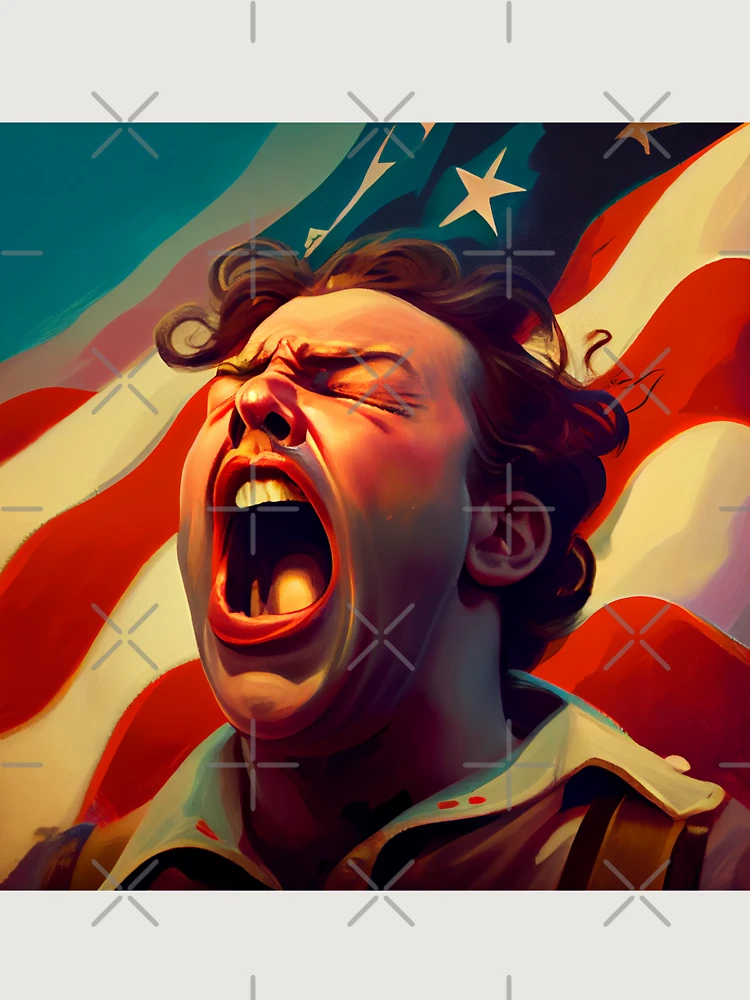 Thumbnail 6 von 6, Premium Oversized Pullover, Flan at the Flagpole A Weary Yawn Digital Painting designt und verkauft von CodeAndColors.