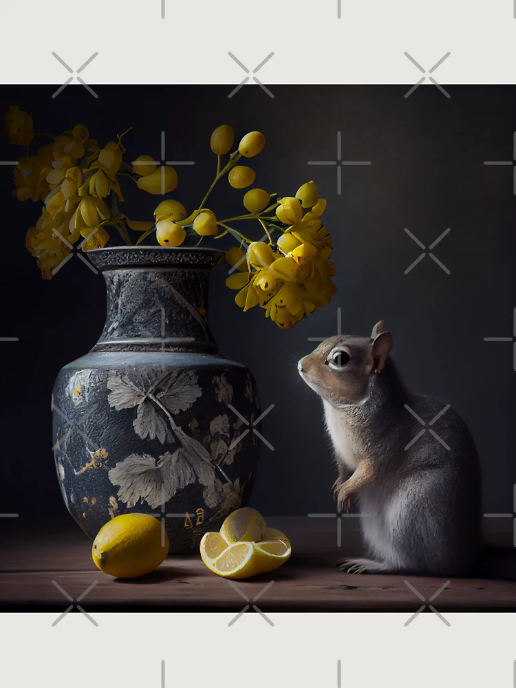 Thumbnail 6 von 6, Premium Oversized Pullover, Lemons a Vase and a Squirrel Digital Painting designt und verkauft von CodeAndColors.