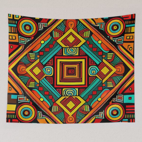 Aperçu de l'œuvre Aesthetic Square Vibrant African Pattern Digital Painting créée et vendue par CodeAndColors.