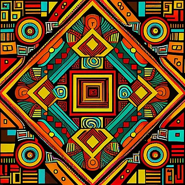 Imagen de la obra Aesthetic Square Vibrant African Pattern Digital Painting de CodeAndColors