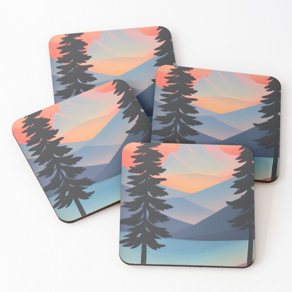 Item preview, Minimalistic Foggy Mountain Tree Print designed and sold by supeart.