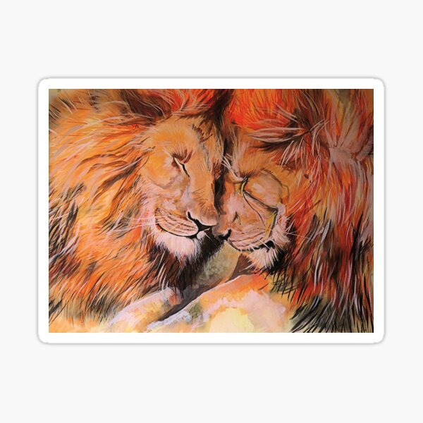 Leo Rising: A Dynamic Duo of Lion Brothers Sticker