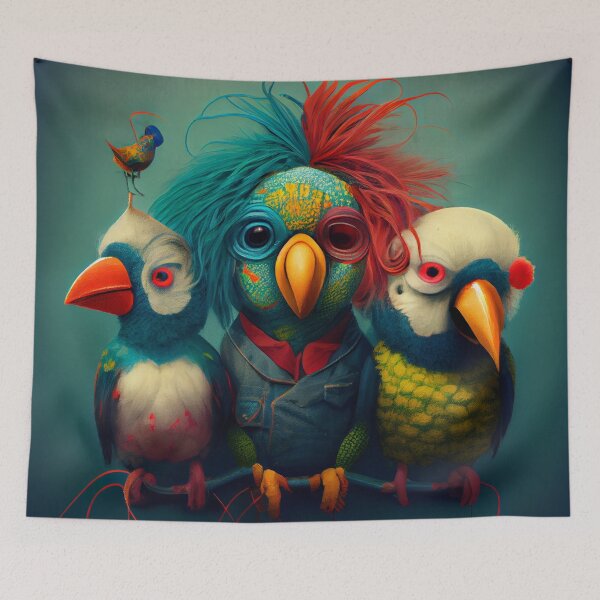 Item preview, The Odd Trio Tangle Chirp and Clown Digital Painting designed and sold by CodeAndColors.