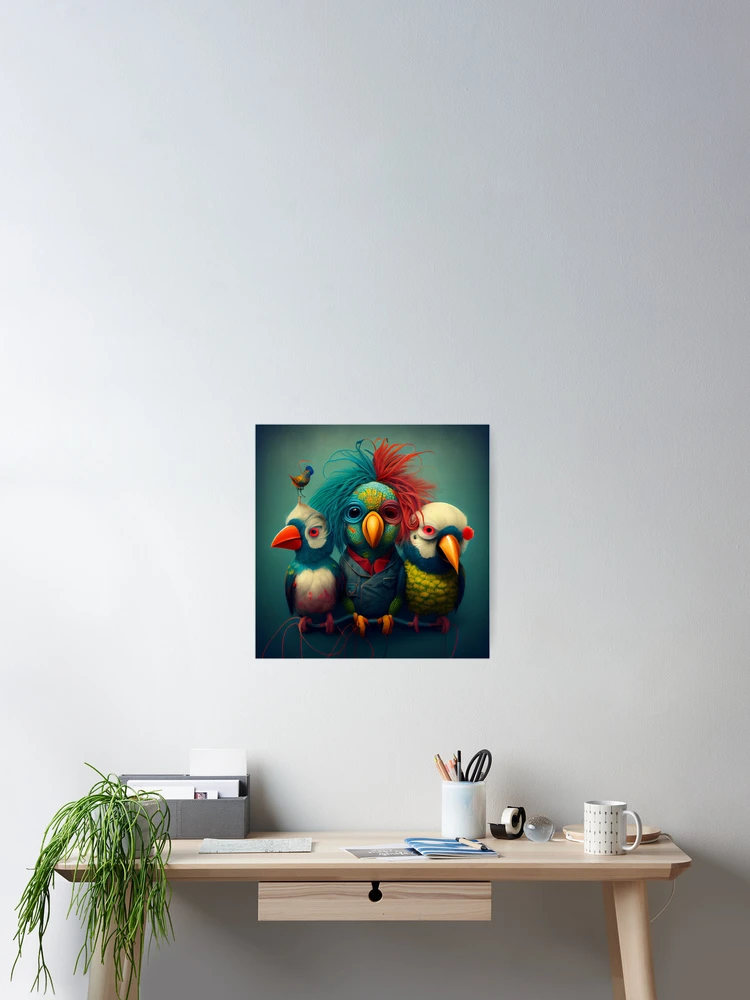 Imagen 2 de 3, Póster con la obra The Odd Trio Tangle Chirp and Clown Digital Painting, diseñada y vendida por CodeAndColors.