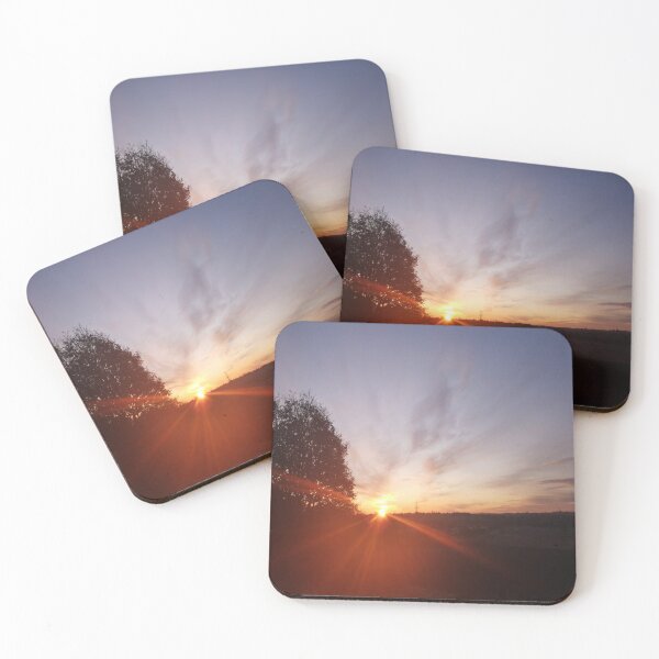 Item preview, Capturing the Serene Beauty of an English Sunrise: A Photograph of a Clear Blue Sky and Wispy Clouds Over Yorkshire Countryside designed and sold by PhotografeeMrsB.