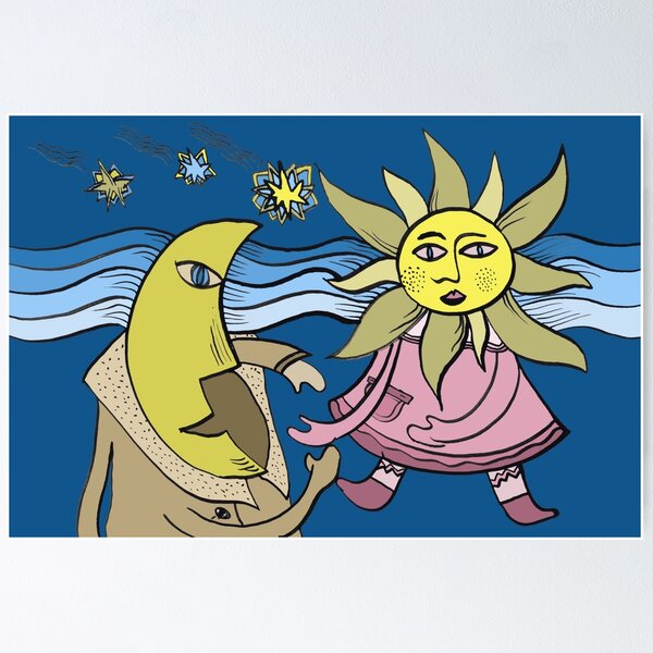 Item preview, The Sun and the Moon - Night colors "Figurative Drawings" designed and sold by Istvan Ocztos.