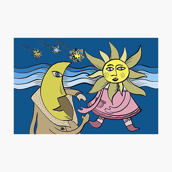 Item preview, The Sun and the Moon - Night colors "Figurative Drawings" designed and sold by Istvan Ocztos.