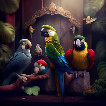 Vorschaubild zum Design Parrot Friends Digital Painting von CodeAndColors