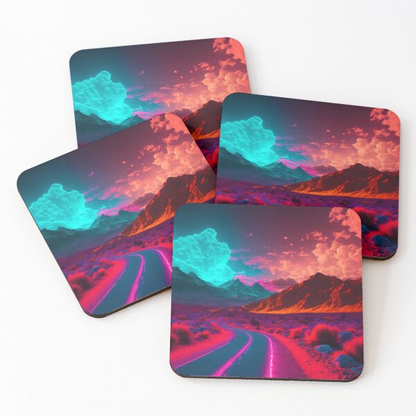 Item preview, Beautiful Futuristic Landscape with Mountains ,Neon Colors , Trending designed and sold by Dualism619.