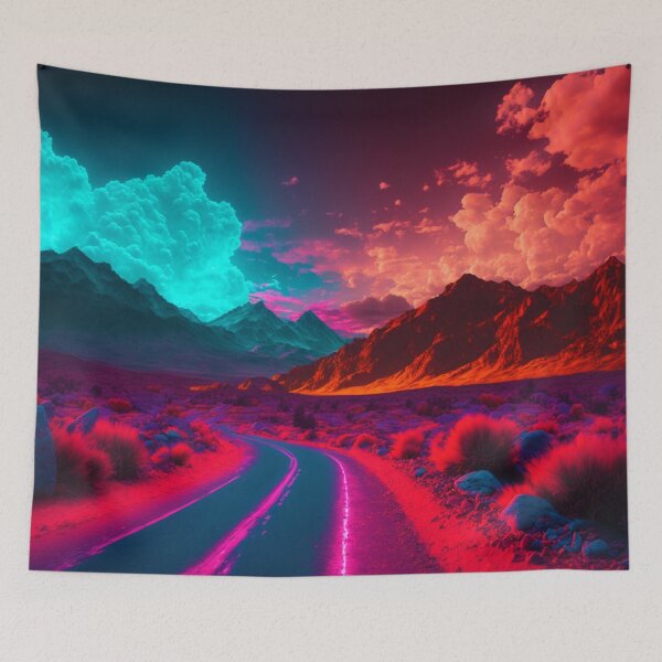 Item preview, Beautiful Futuristic Landscape with Mountains ,Neon Colors , Trending designed and sold by Dualism619.