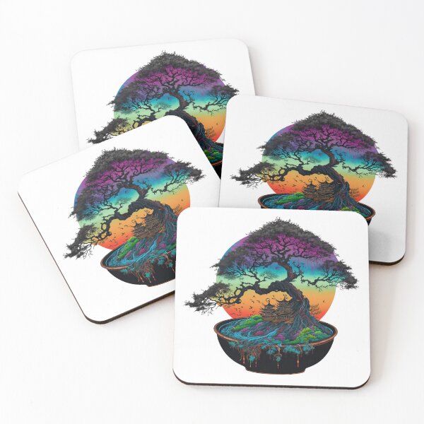 Item preview, Bonsai Tree Art-Rainbow Sunset Bonsai Tree designed and sold by letsgetinspired.