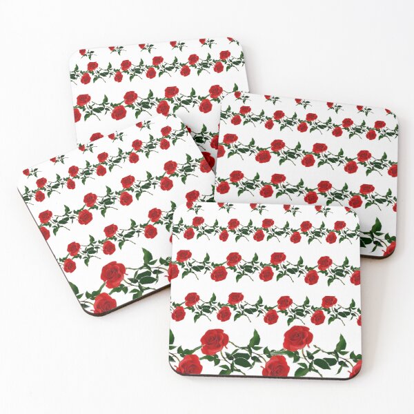 Item preview, RED GARDEN ROSE PATTERNS ABSTRACT WHITE ART designed and sold by sharlesart.