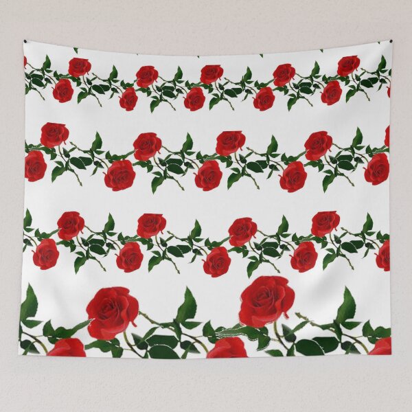 Item preview, RED GARDEN ROSE PATTERNS ABSTRACT WHITE ART designed and sold by sharlesart.