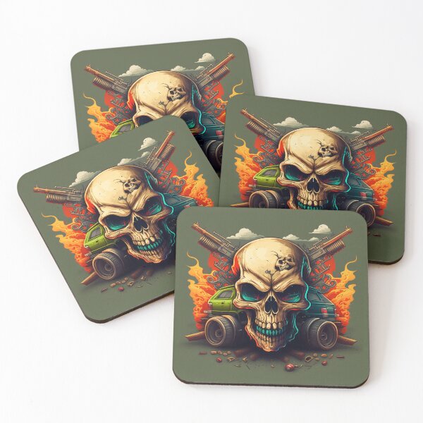 Item preview, Burning skulls, olive-colored background. designed and sold by ezps.