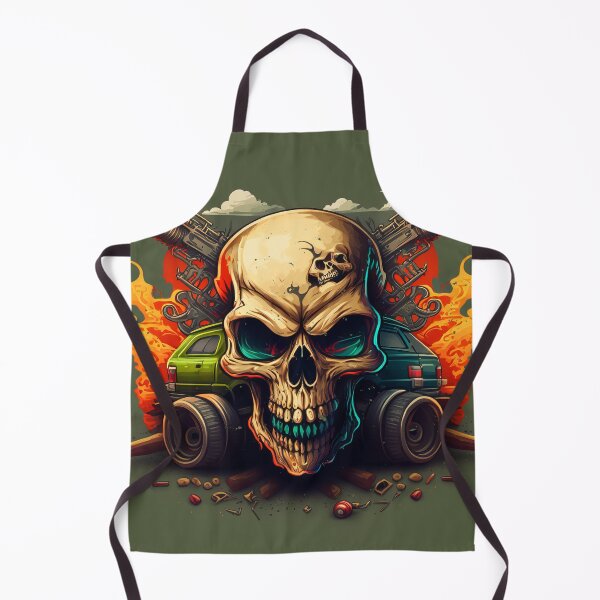 Item preview, Burning skulls, olive-colored background. designed and sold by ezps.