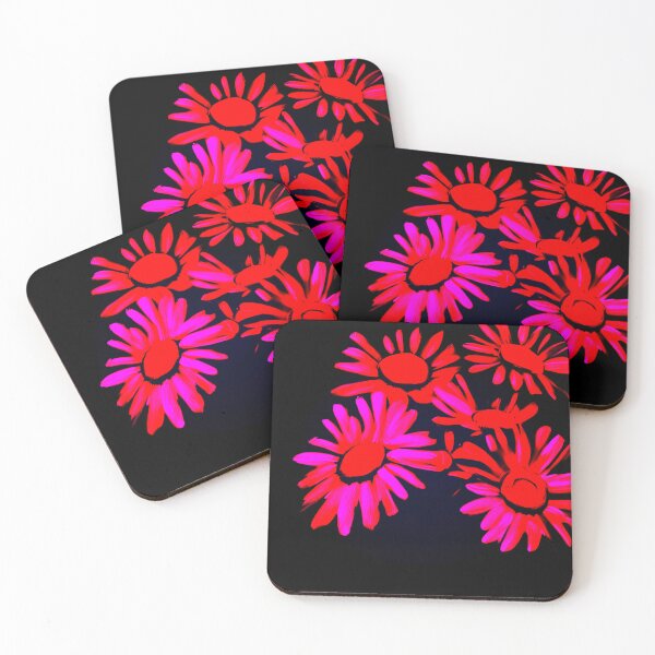 Item preview, Red and Pink Abstract Daisies designed and sold by asurtiumgreen.