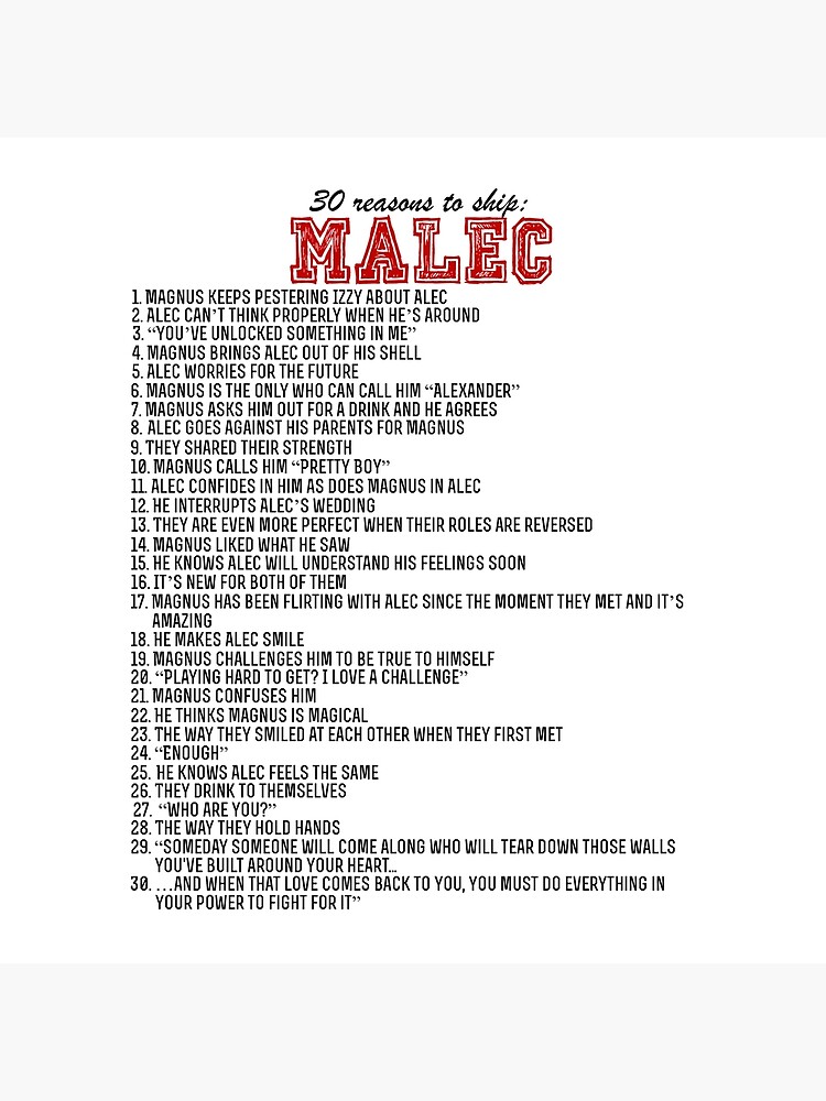 30 reasons to ship Malec