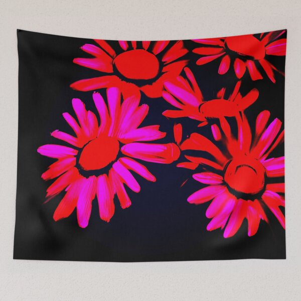 Item preview, Red and Pink Abstract Daisies designed and sold by asurtiumgreen.