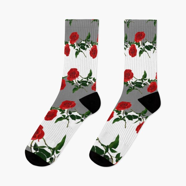 Item preview, RED GARDEN ROSE ABSTRACT PATTERNS GREY-WHITE ART designed and sold by sharlesart.