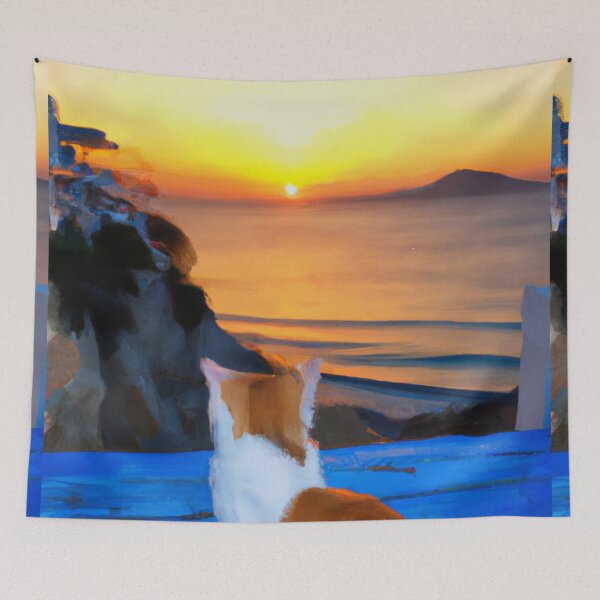 Item preview, Cat Watching Sunset - Digital Painting designed and sold by shirtsetcetera.