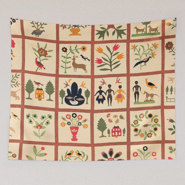 Item preview, Antique Album Quilt with Birds, Trees, Flowers and Figures designed and sold by ScavengerStyle.