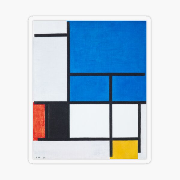 Composition with Large Blue Plane, Red, Black, Yellow, and Gray by