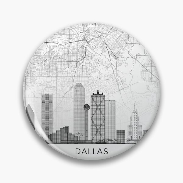 Artikelvorschau, Dallas Map Skyline BW Line von LandSartprints entworfen und verkauft von LandSartprints.