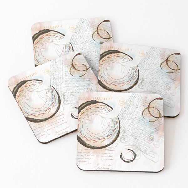 Item preview, Abstract Closed Circles with stitching, lettering in muted pastel colors designed and sold by Jane Domenech.