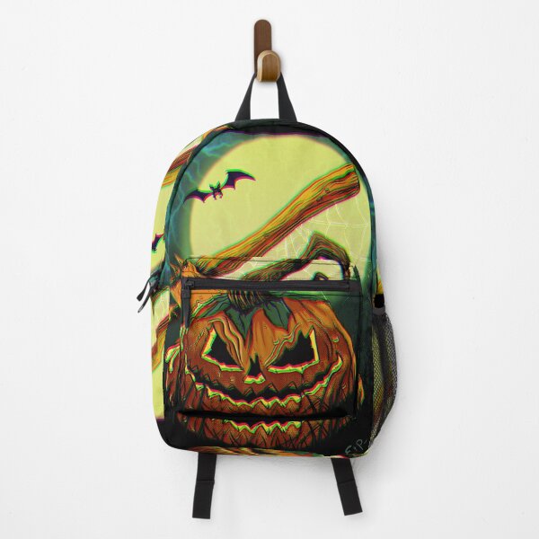 Item preview, Halloween pumpkin with visual glitch effect designed and sold by ElderIslesPress.