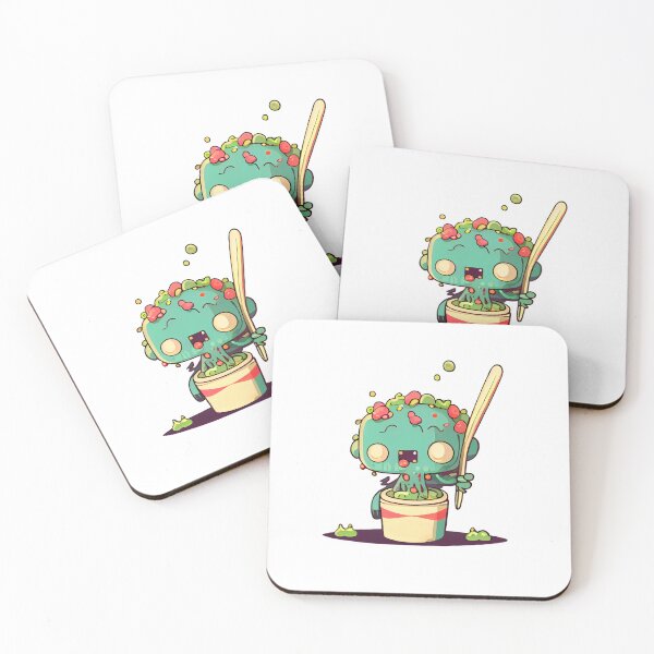 Item preview, kawaii zombie holding chopstick and eating noodle designed and sold by MLArtifex.