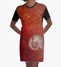 Red Nautilus Graphic T-Shirt Dress