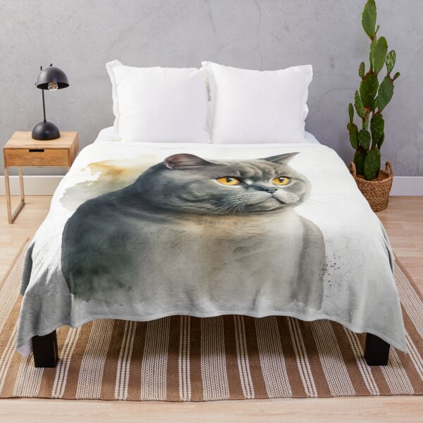 Item preview, British Shorthair Cat Watercolour Painting designed and sold by TheArtfulAI.
