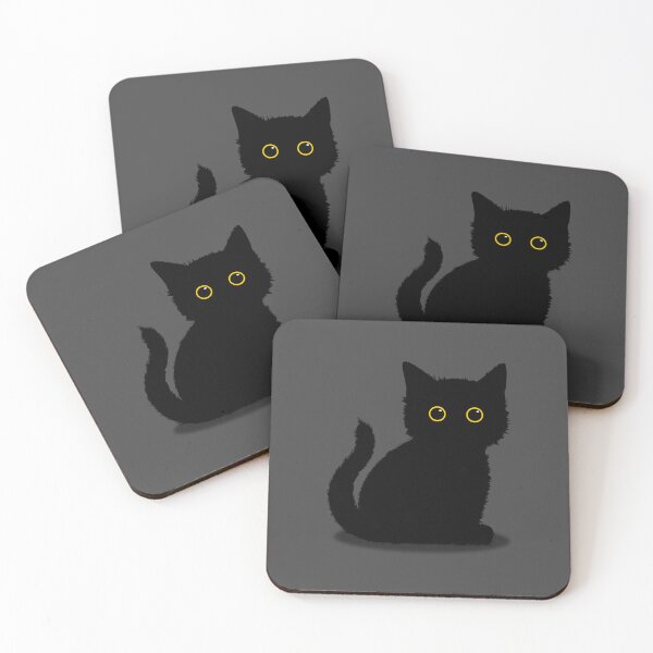 Item preview, Cute fluffy black cat with huge yellow eyes bringing luck designed and sold by CiniArt.