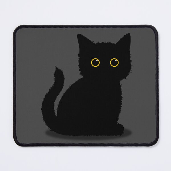 Item preview, Cute fluffy black cat with huge yellow eyes bringing luck designed and sold by CiniArt.