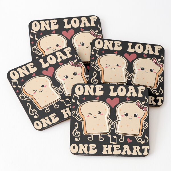Item preview, One Loaf One Heart Cute and Funny Valentine's Day Toast - Black designed and sold by PearlMoonGrapes.
