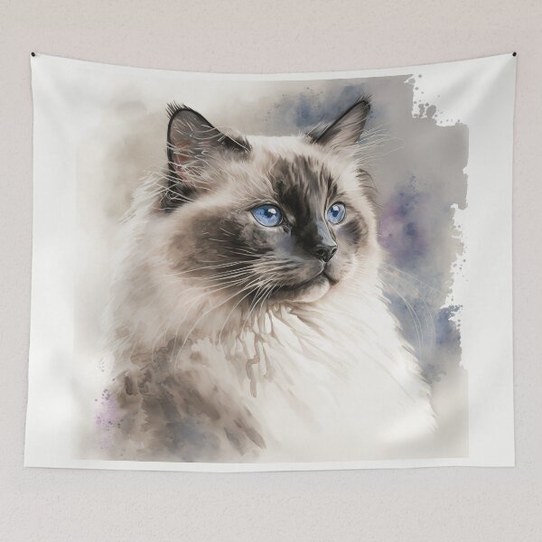 Item preview, Rag Doll Cat Watercolour Painting designed and sold by TheArtfulAI.