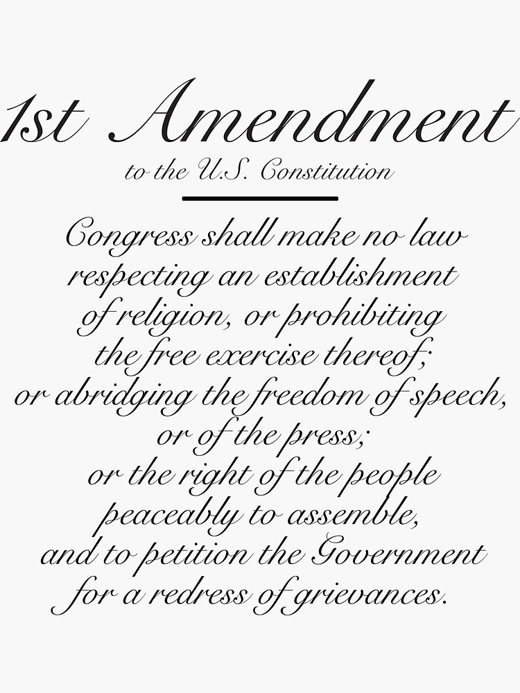  1st Amendment Sticker For Sale By Madmattman Redbubble