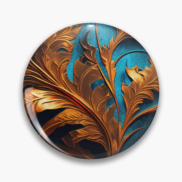 Item preview, Copper leaf motif on a blue wall designed and sold by Cydermann.