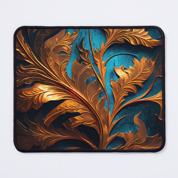 Item preview, Copper leaf motif on a blue wall designed and sold by Cydermann.