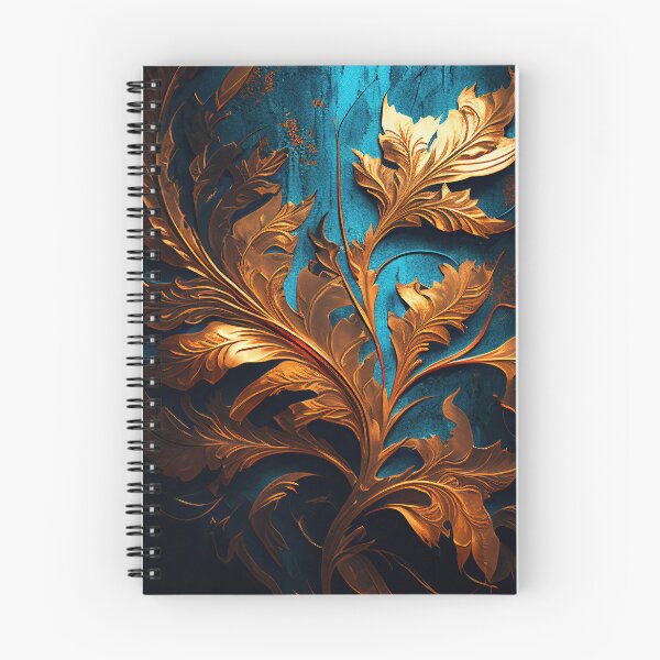 Item preview, Copper leaf motif on a blue wall designed and sold by Cydermann.