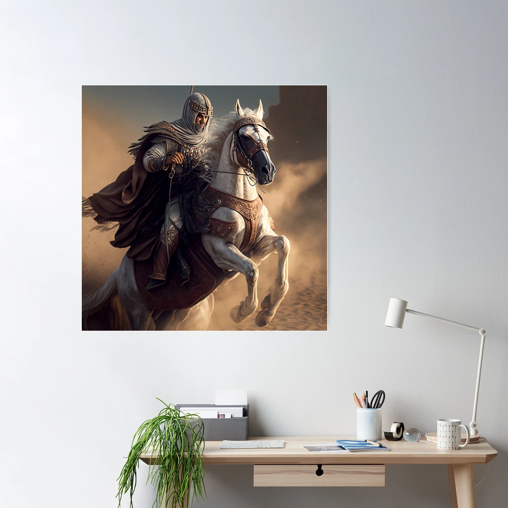 Poster de Porte Cheval qui court, coursier dans le désert, sable