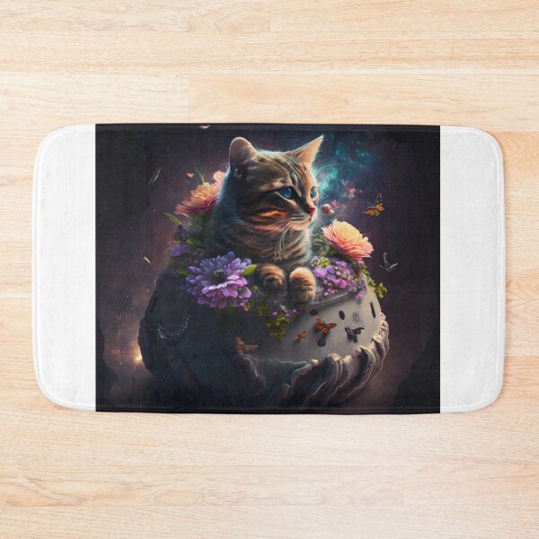 Item preview, Cosmic Cat: Sitting on a Bed of Flowers in Space designed and sold by fearless301.