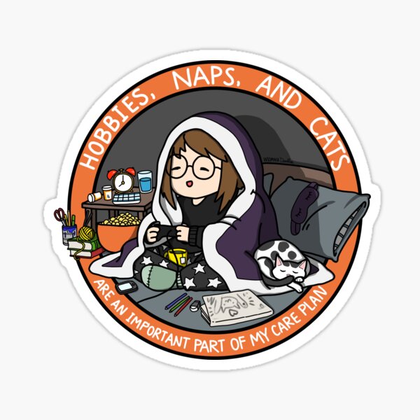 Hobbies, Naps, and Cats (Orange) Sticker