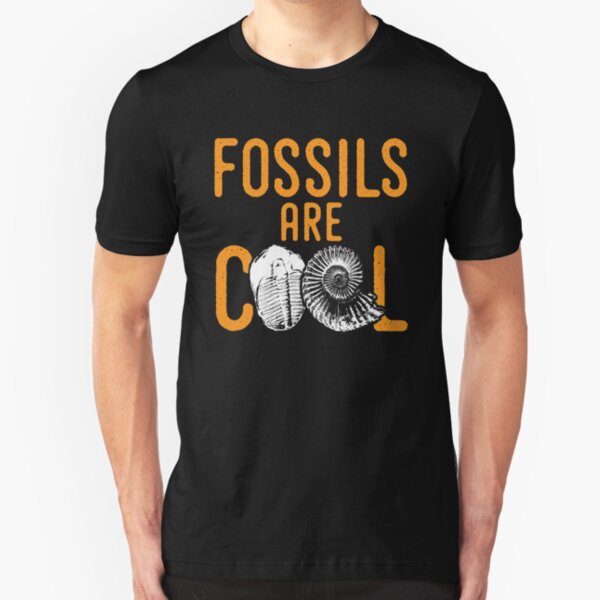 Fossil tshirt saying fossils are cool - ideal paleontology gift idea Slim Fit T-Shirt