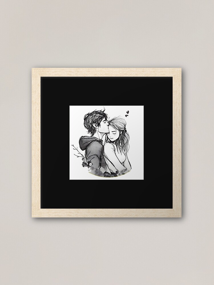 Romantic couple lovingly hug ink one - you are my sunshine together Art  Board Print by MLArtifex