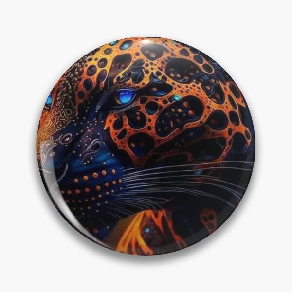 Item preview, id67 Legendary stave lion figure, navy blue orange yellow patterned lion stave, wild cats, cats, wild animals, blue colored eyes, luminous blue eyes, predatory and cute animals, strong animals, designed and sold by bcbutika.