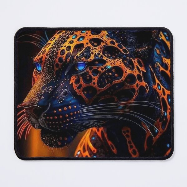 Item preview, id67 Legendary stave lion figure, navy blue orange yellow patterned lion stave, wild cats, cats, wild animals, blue colored eyes, luminous blue eyes, predatory and cute animals, strong animals, designed and sold by bcbutika.
